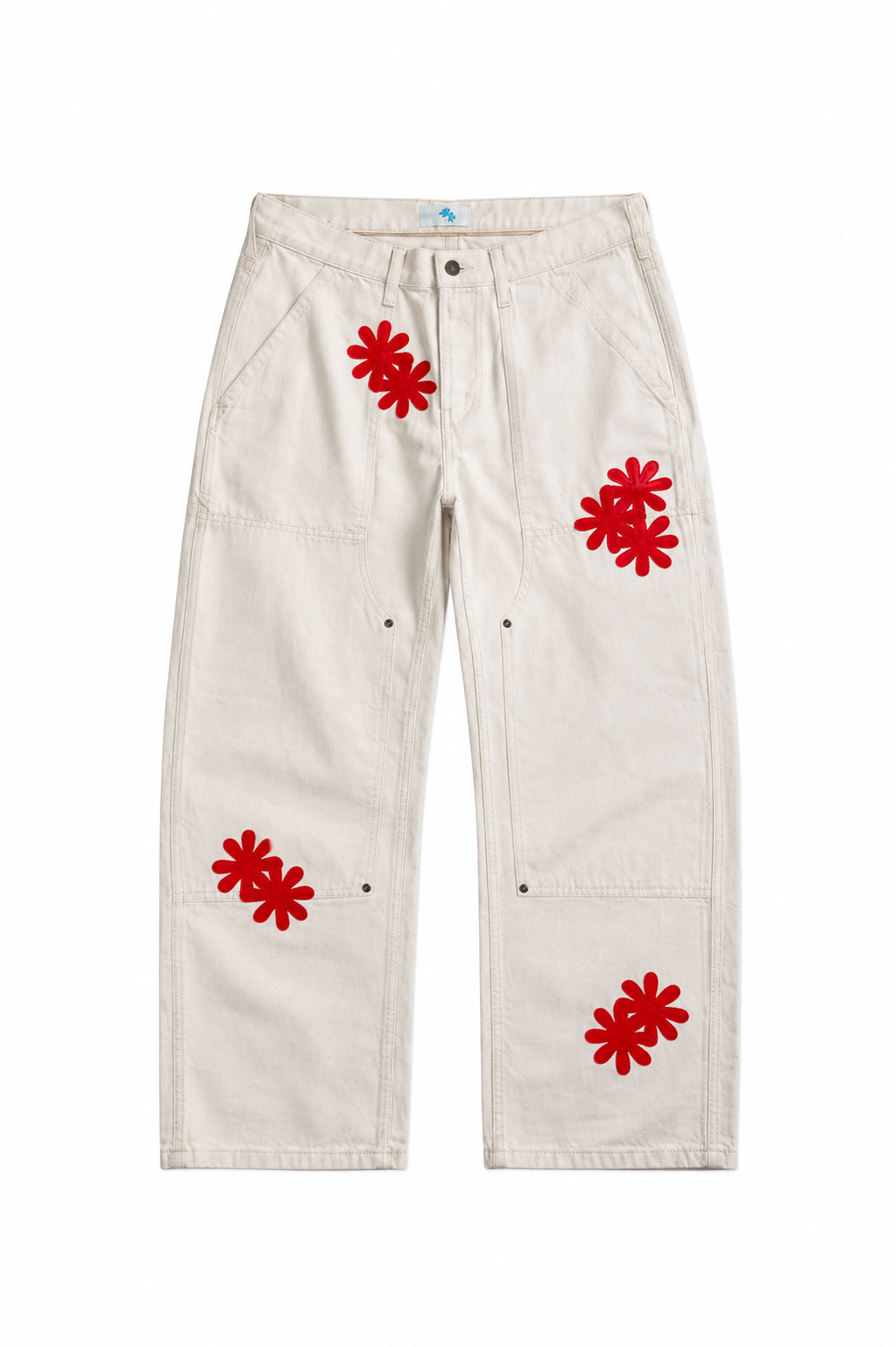 Khaki & Red Patch Denim