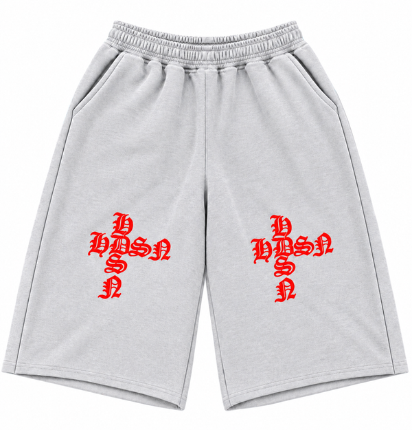 Grey/Red 3/4 Shorts