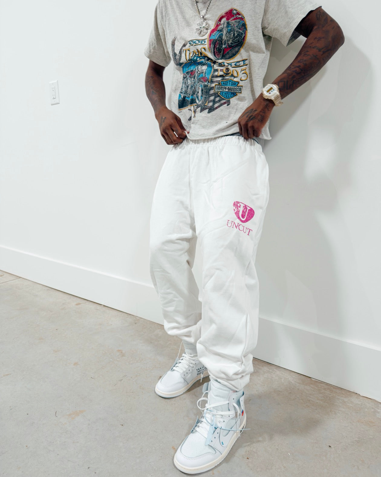 White Uncut Sweats