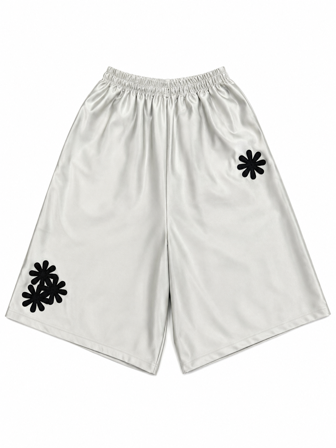 Silver 3/4 Silk Shorts