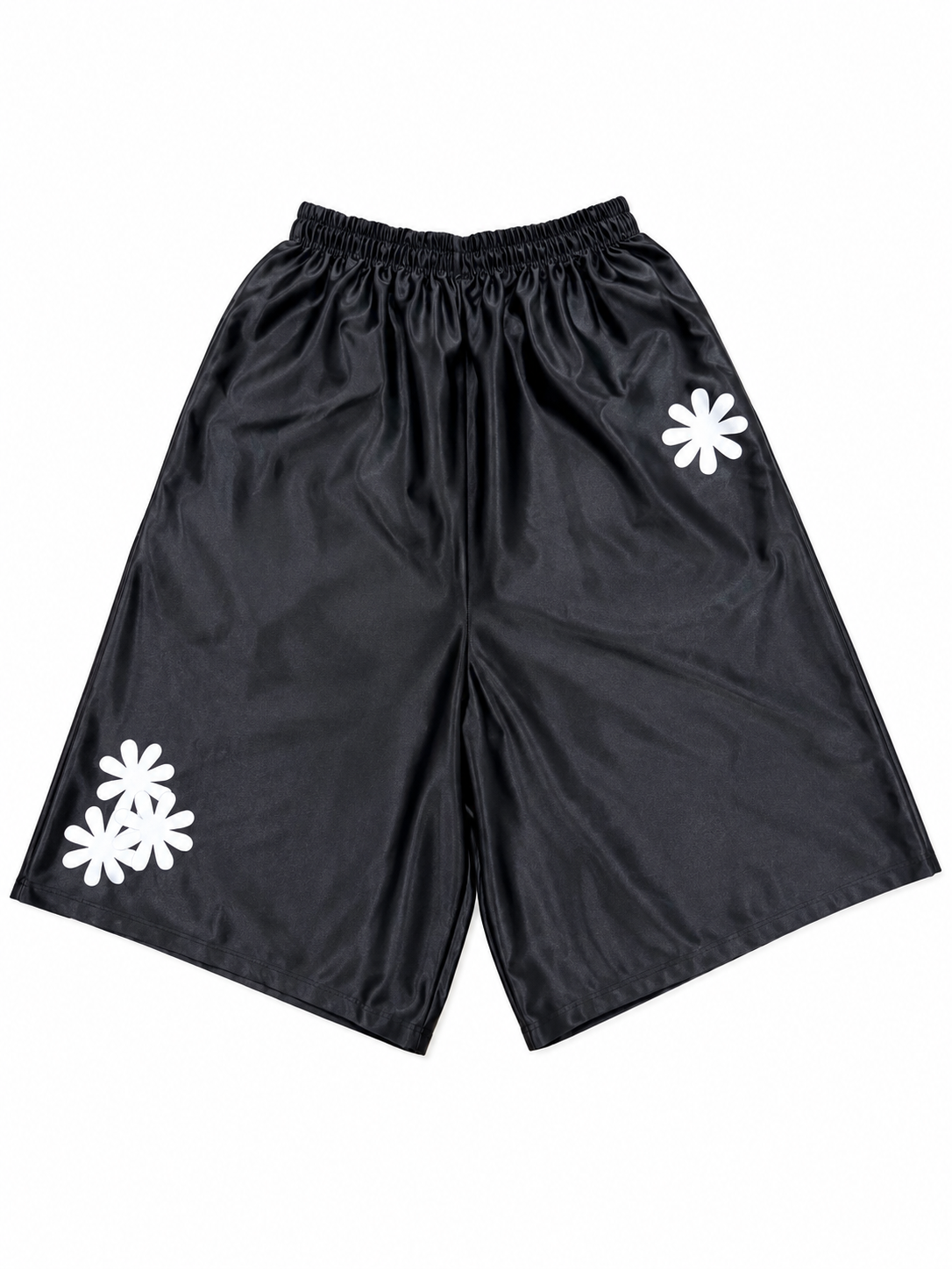Black 3/4 Silk Shorts