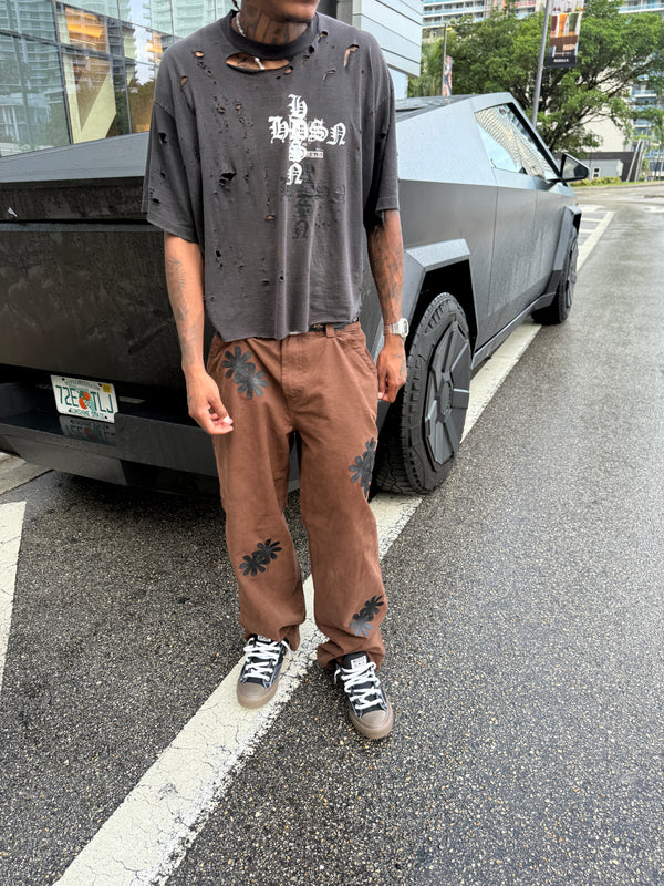 Brown & Black Patch Denim